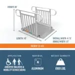 4 Foot Gateway 3G Ramps with Picket Handrails Dimensions