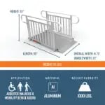 5 Foot Gateway 3G Ramps with Picket Handrails Dimensions