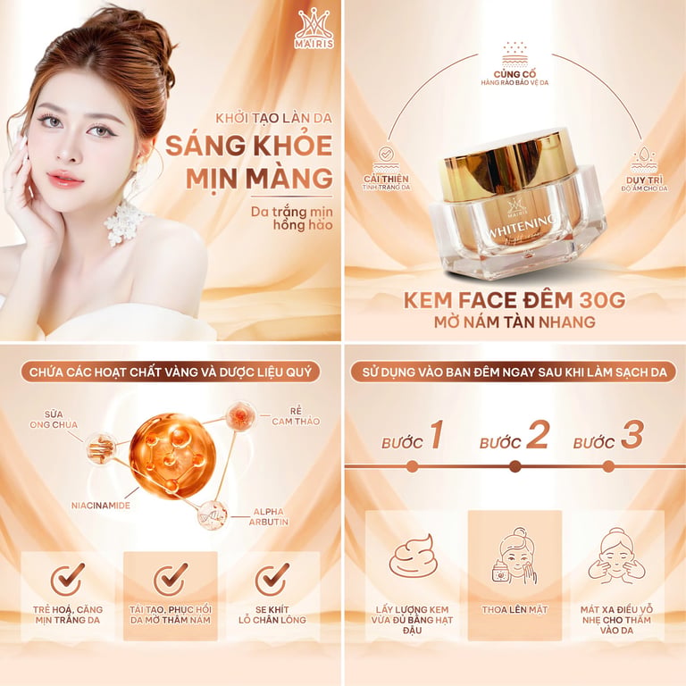 🌷 Kem đêm Mairis bí quyết phục hồi làn da khi bạn đang ngủ 🌷