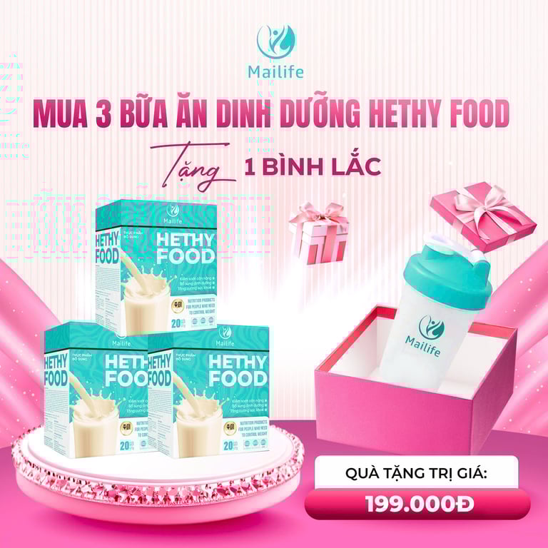Combo 3 hộp Hethy Food tặng 1 bình lắc