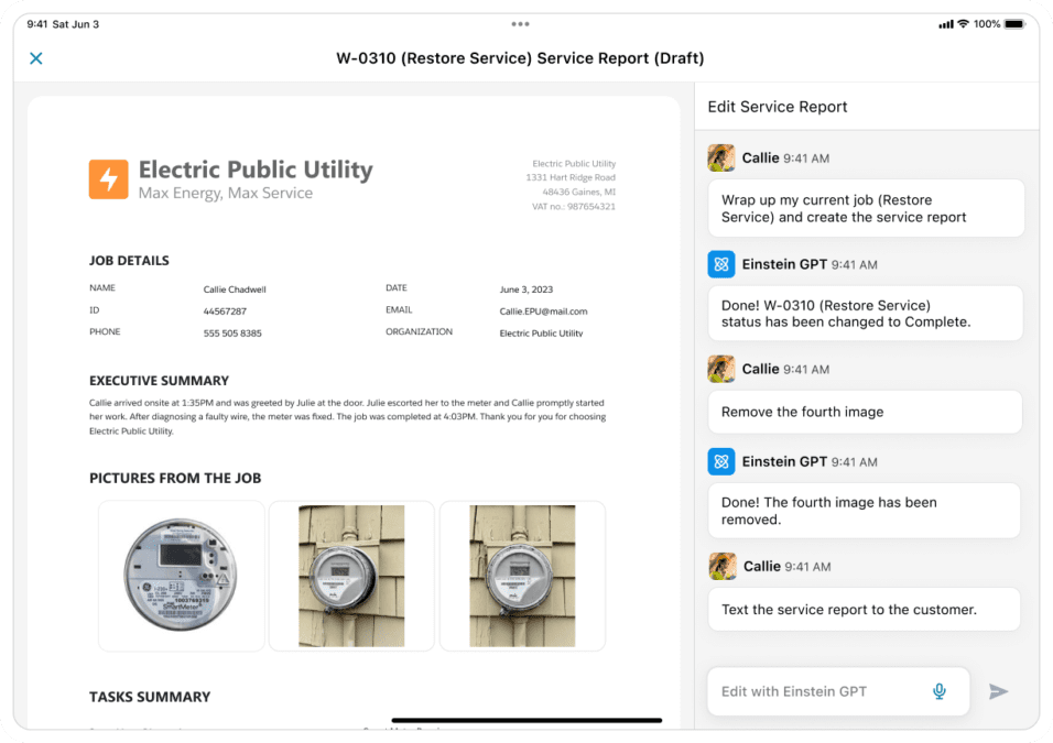 Salesforce Generative AI for Field Service
