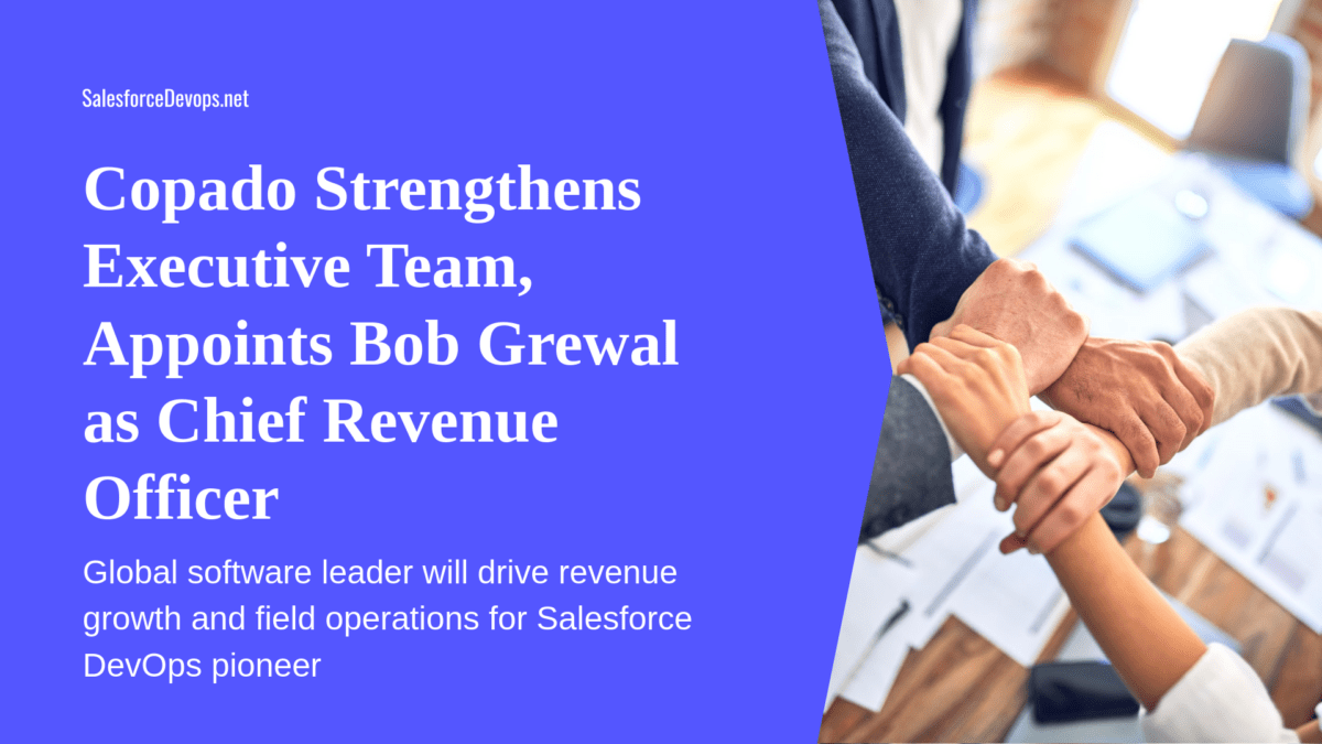 Copado announces the appointment of Bob Grewal as Chief Revenue Officer. This strategic move will further empower the global software leader in its revenue growth and operational strategies, strengthening its position as a pioneer in Salesforce DevOps solutions