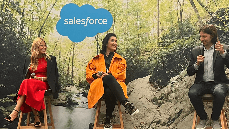Salesforce panel discussion at Dreamforce 2024 focusing on the future of AI, featuring industry leaders and executives sharing insights on workforce automation