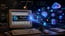 1990s Netscape Computer Dissolving Into A Glowing AI Cloud Network, With A Bundling-unbundling Pendulum And Tech Platform-wars Timeline.