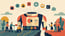 Flat Vector Illustration Of Salesforce Headless 360 As A Headless Machine Torso With An Open Universal Socket Connecting To AI Agent Icons, While Pro-code Builders Plug In Cables On One Side And Trailblazer Workers With Wrenches Stand Across A Gap On The Other