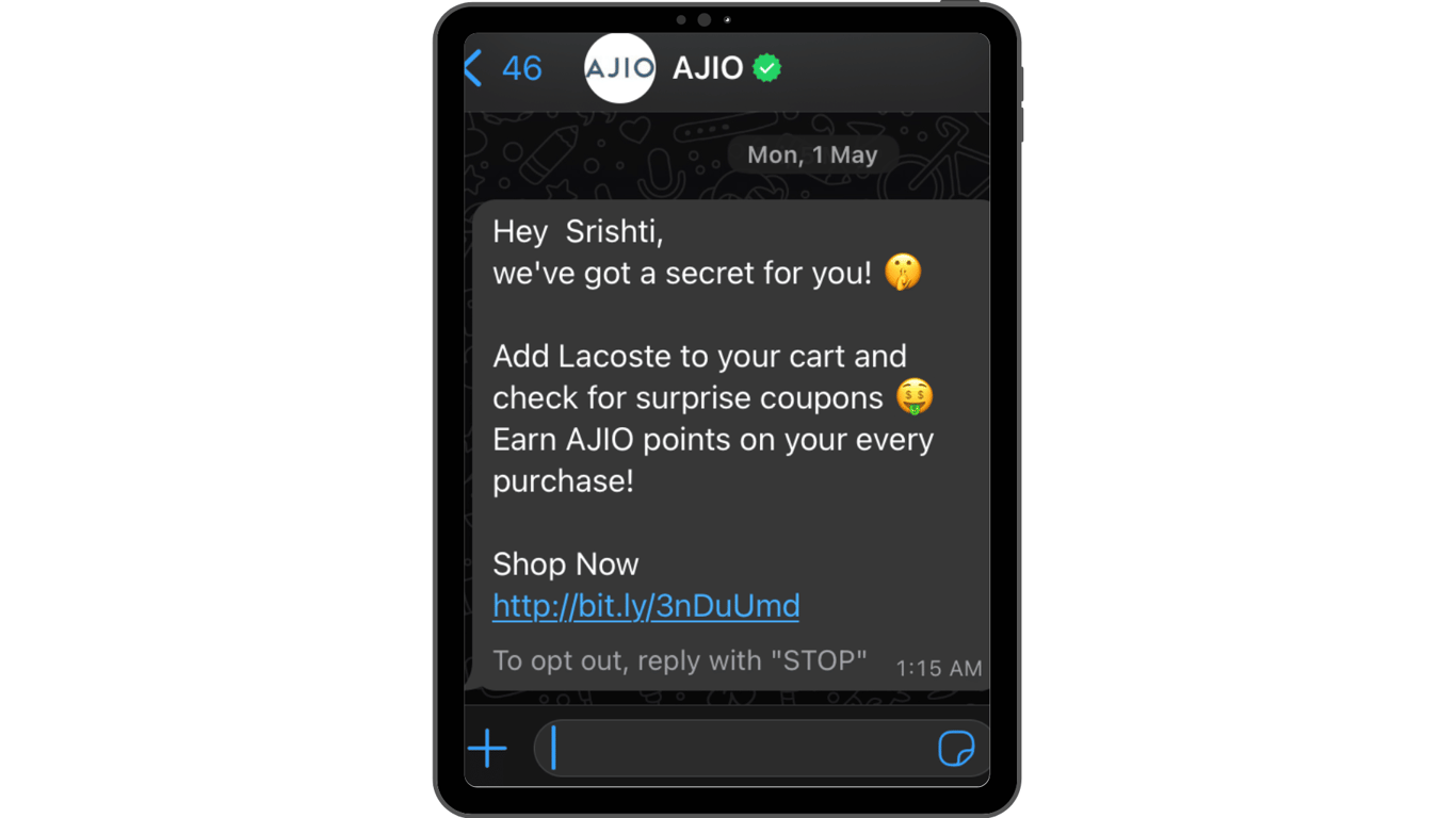 Personalized recommendations from the fashion brand AJIO. 