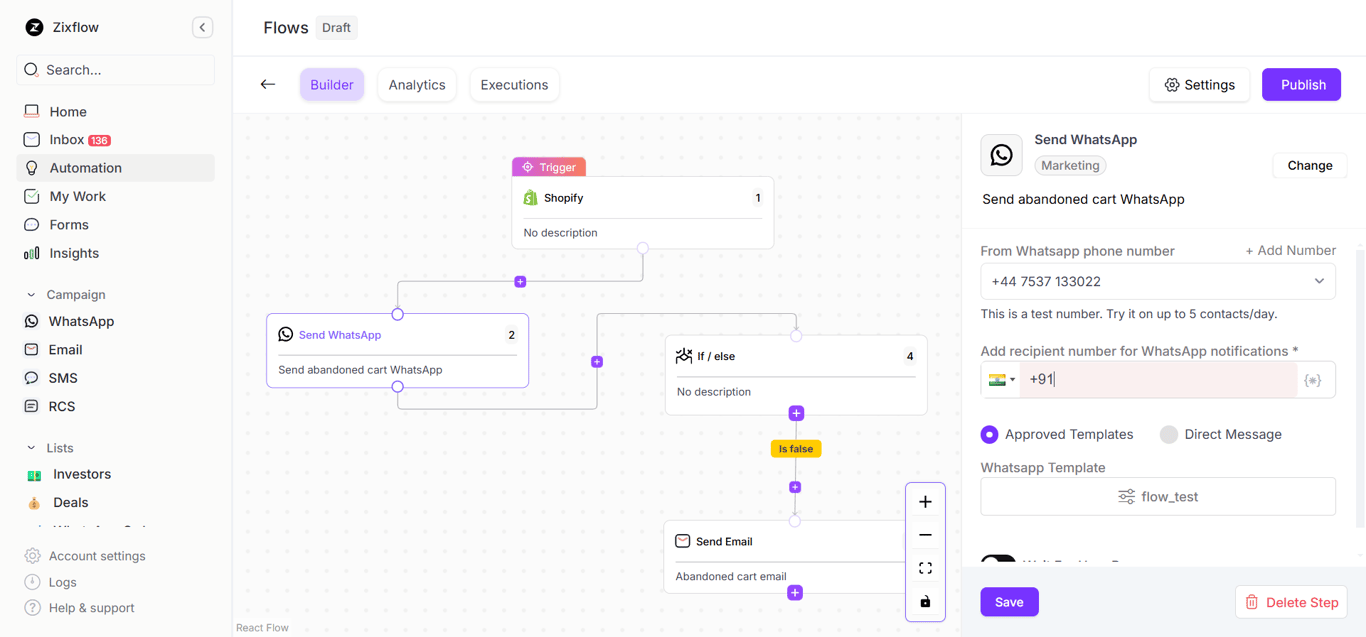 Zixflow’s automation builder to nurture leads effortlessly.