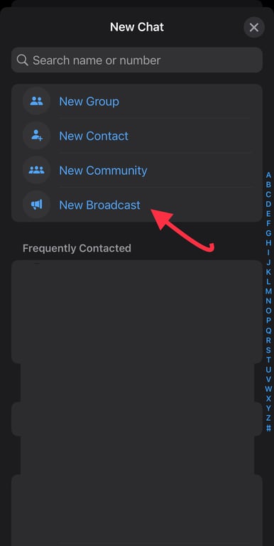 Now, select the new broadcast to create the broadcast list in WhatsApp Business.