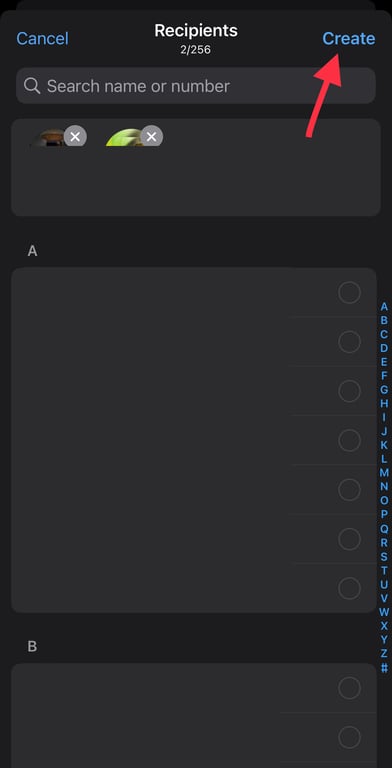 Finally, to create the broadcast list in WhatsApp Business click on “Create”.