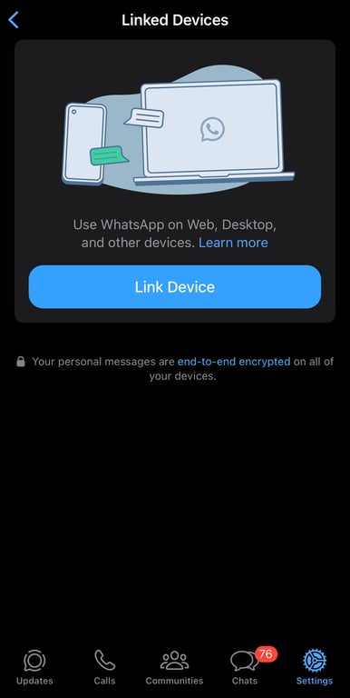 Link your device to WhatsApp Business browser.