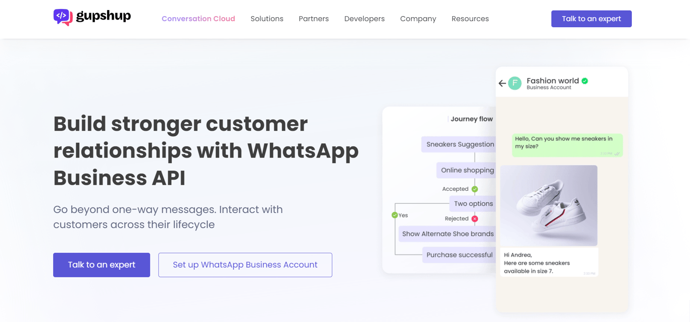 Gupshup, an AI-powered WhatsApp marketing solution. 