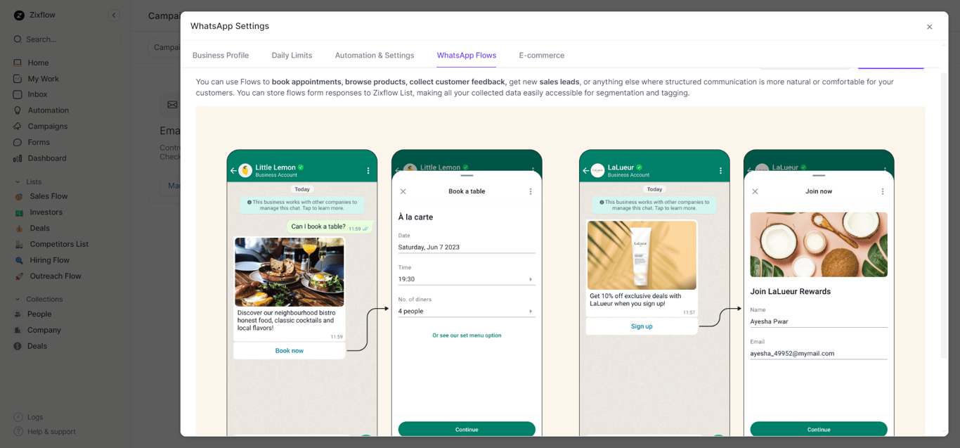Zixflow allows you to attach a product catalog.