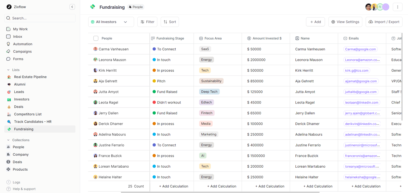 Curate the custom list for various purposes with Zixflow’s custom list builder & organize every data at your fingertips.