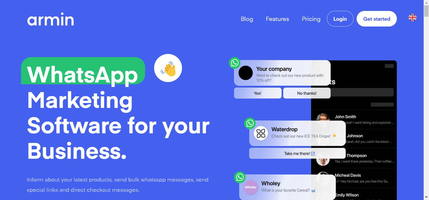 Chatarmin is a WhatsApp marketing software designed for e-commerce businesses.