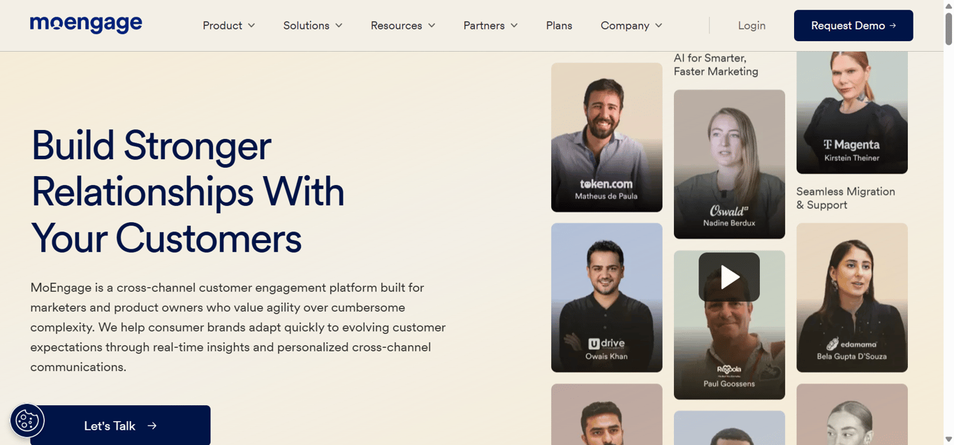 Homepage of MoEngage, a robust WhatsApp Business Partner.