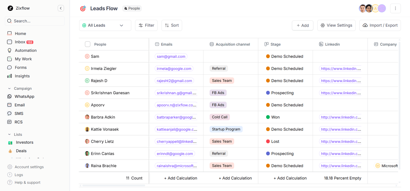 Zixflow’s CRM lets you segment your contacts for easy WhatsApp lead nurturing.