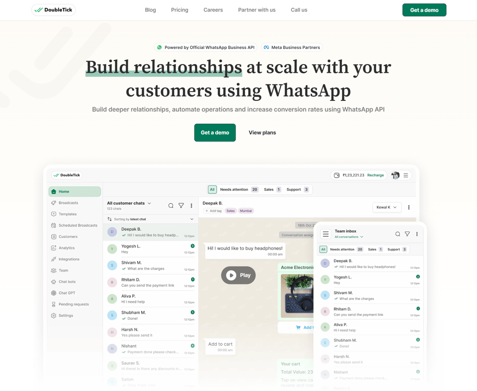 DoubleTick, a mobile-first WhatsApp API platform.