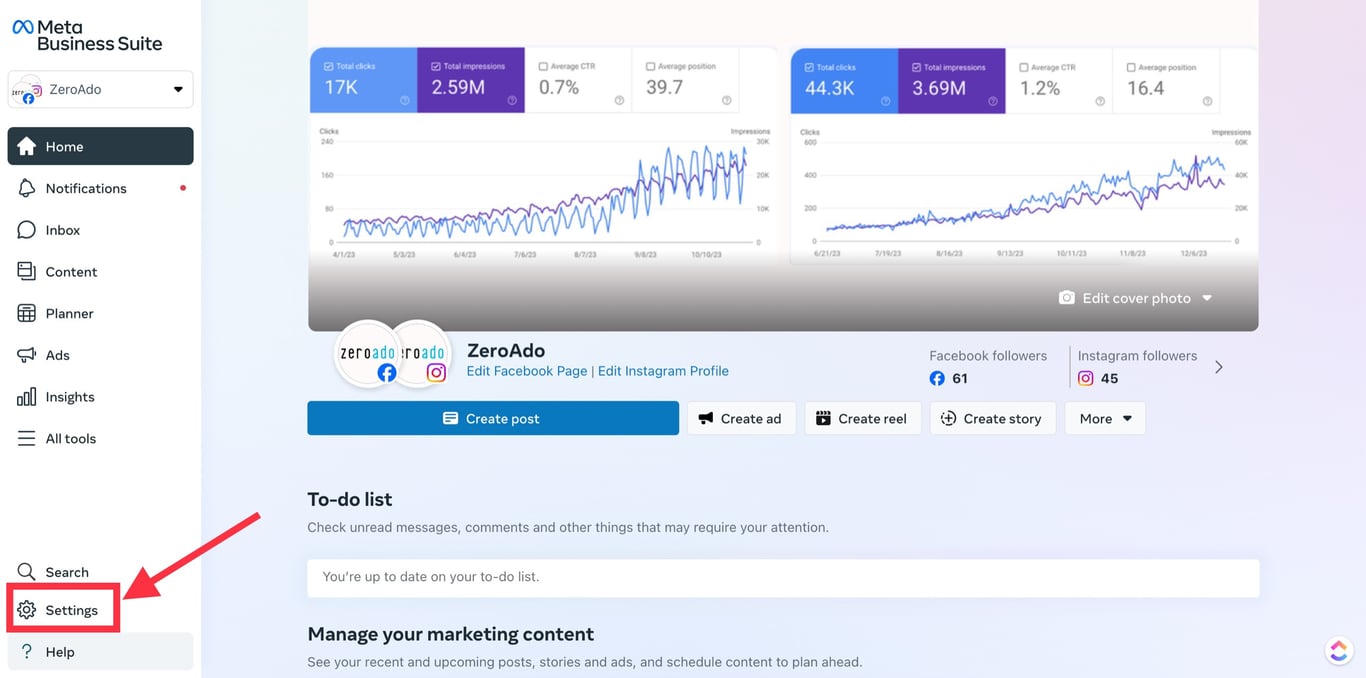 Business account menu page for WhatsApp Business account ID.