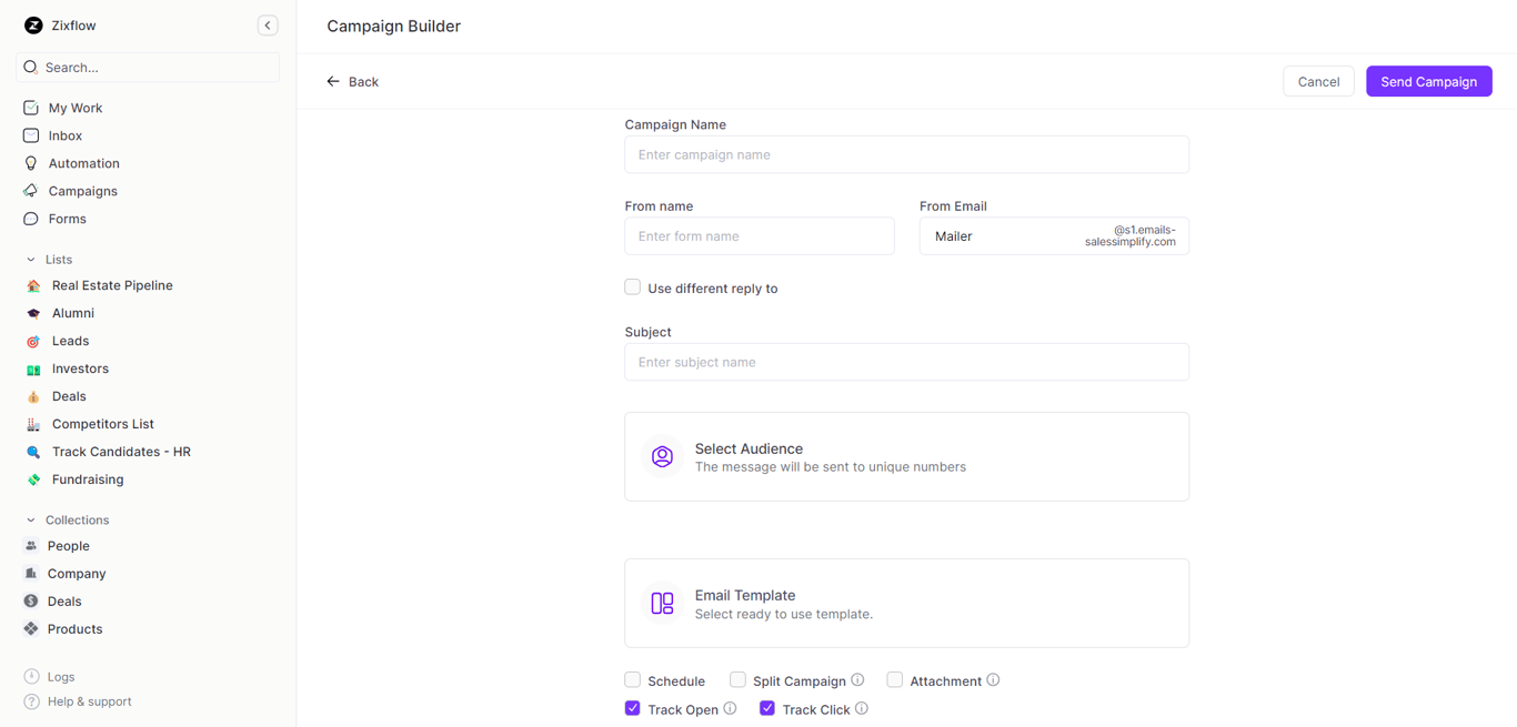 Set your email marketing goal & run the email campaign with one of the top Sendinblue alternatives named Zixflow.