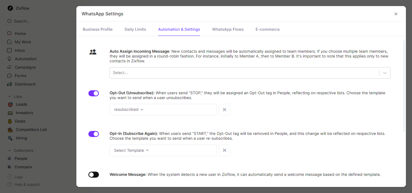 Zixflow’s advanced auto-assign lets you assign messages to team members in a round-robin fashion.