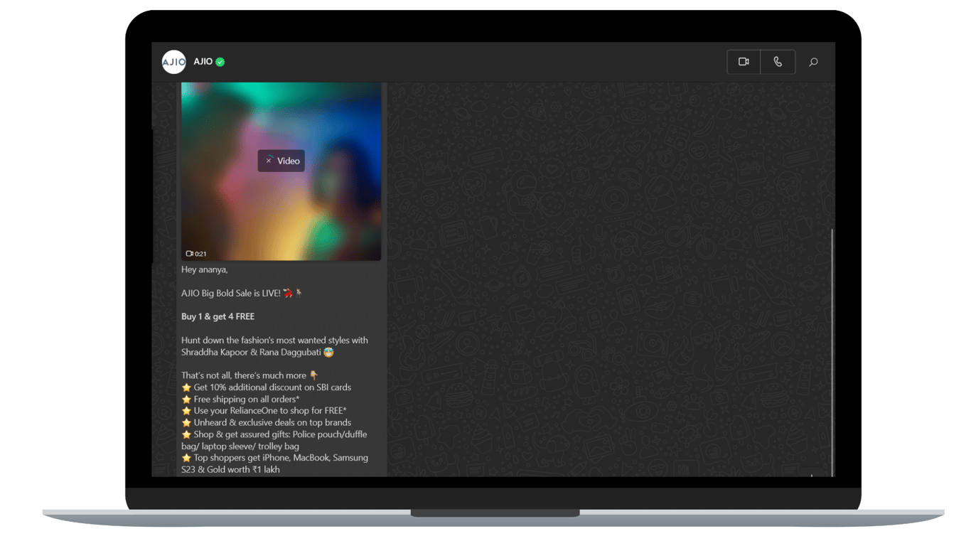 Upcoming sale update from ajio - Giving the customer’s a heads-up.