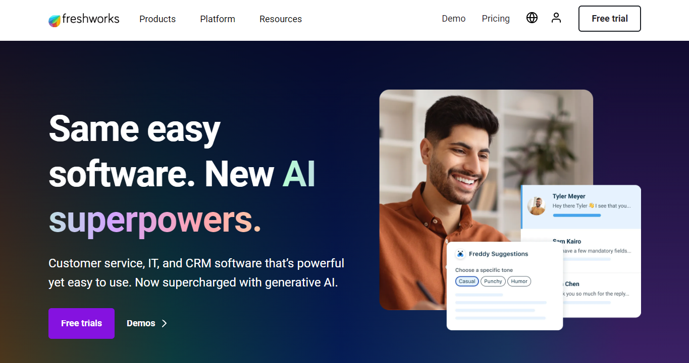 Freshchat, a WhatsApp marketing platform with AI-powered capabilities.