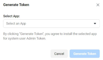 Select an app to generate the token.