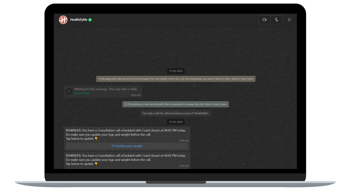 Appointment reminders from HealthifyMe.