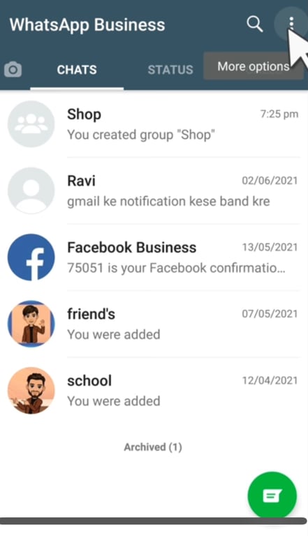 Open your WhatsApp Business app.