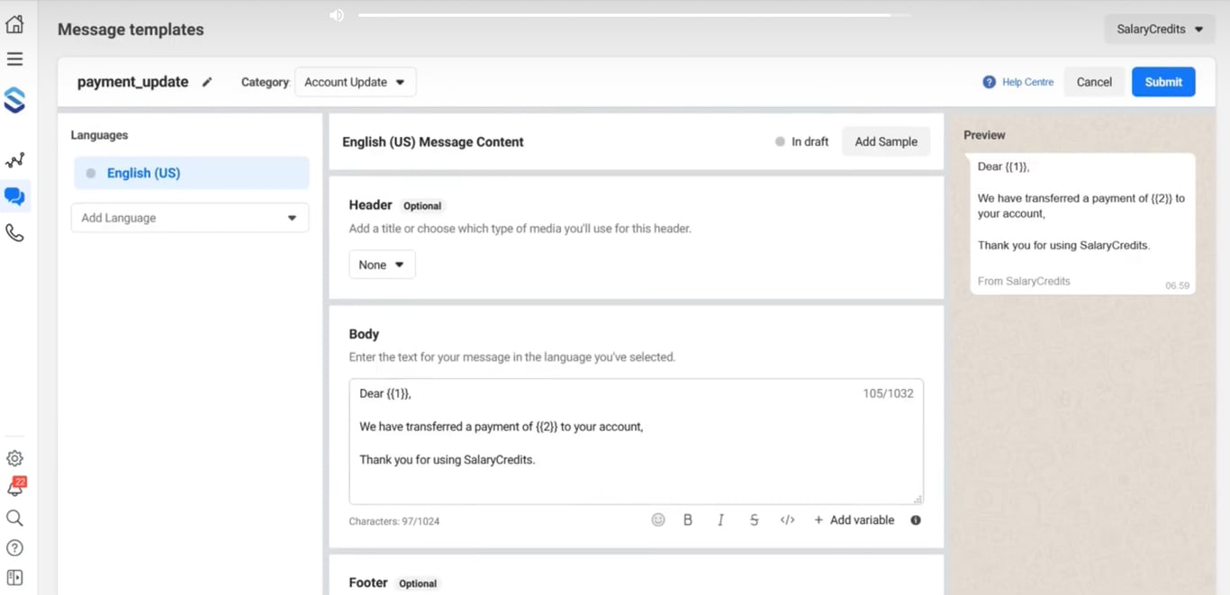 Write your message as per your requirement to send a message using WhatsApp Business.