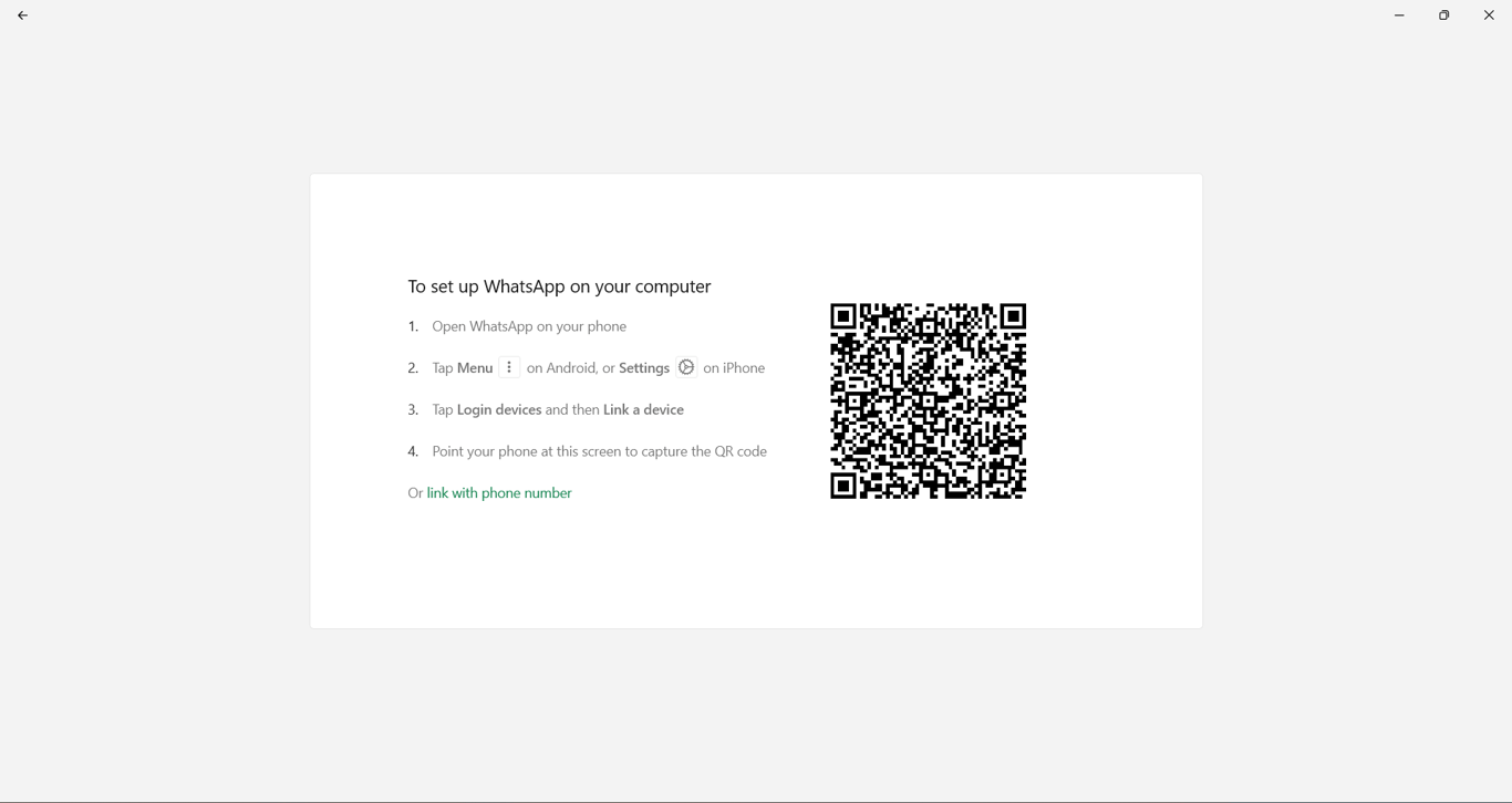QR code of desktop WhatsApp Business.