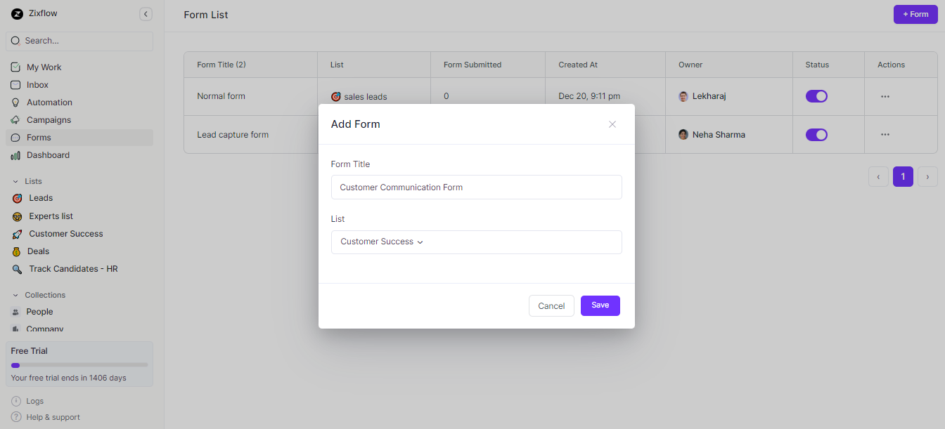 Zixflow provides easy-to-create forms.