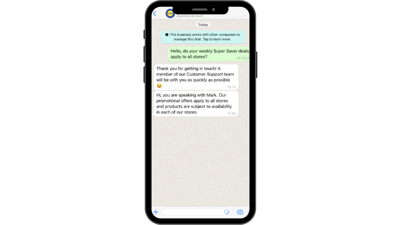 Lidl uses WhatsApp to provide answers to the questions of its customers.