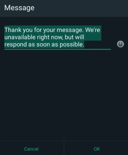Create your own message on WhatsApp Business.