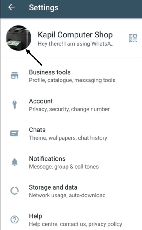 Click on the WhatsApp Business profile picture icon.