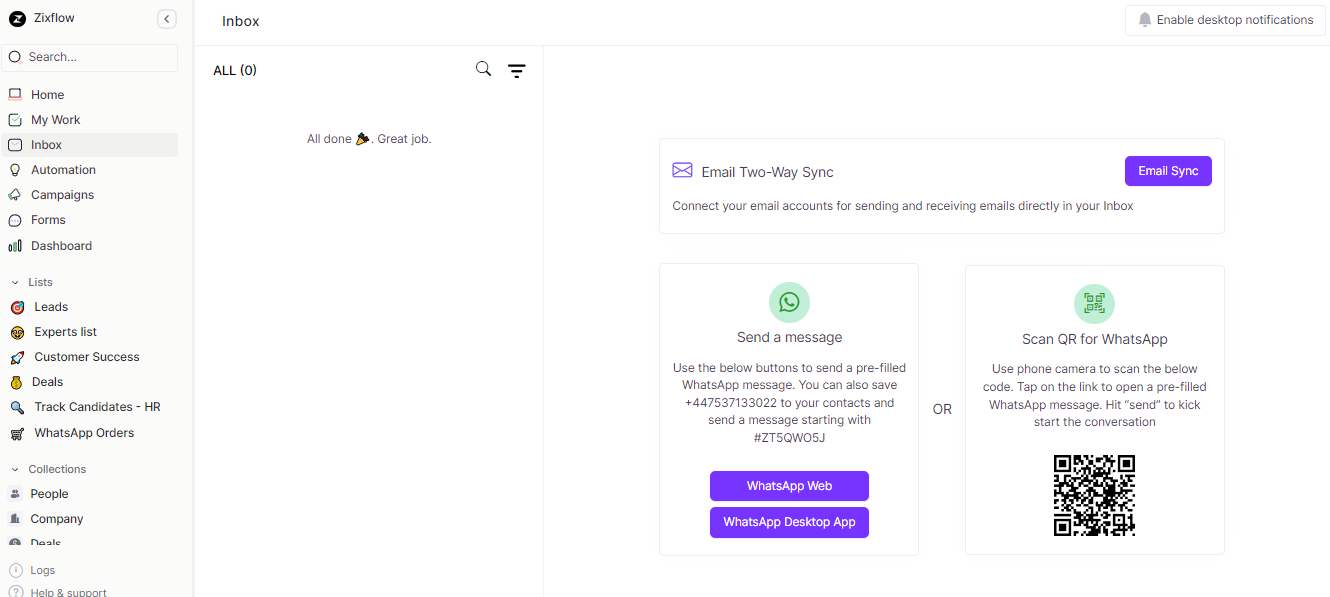 Zixflow’s centralized inbox.