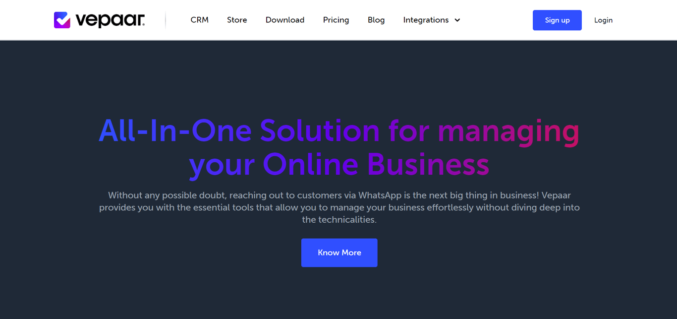 Vepaar is a WhatsApp engagement and CRM solution to let you manage outreach from a single software.