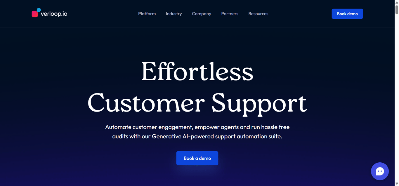 Homepage of Verloop, a WhatsApp Business Partner.