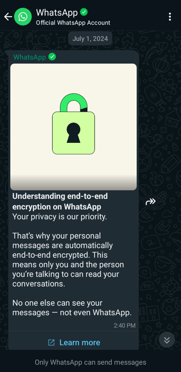 An example of a WhatsApp multimedia message.