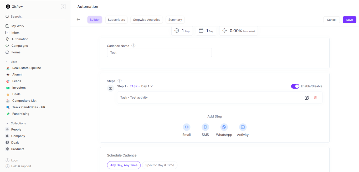 Maximize your sales potential with the help of a Brevo alternative named Zixflow’s sales cadence automation.