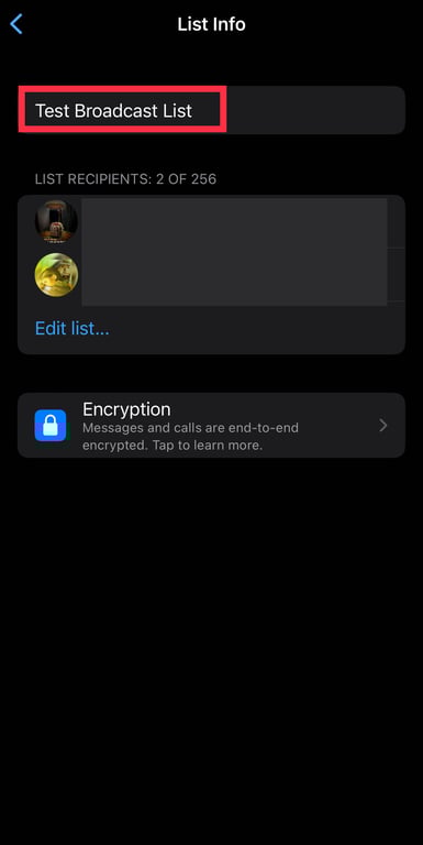 Give a name to your broadcast list.