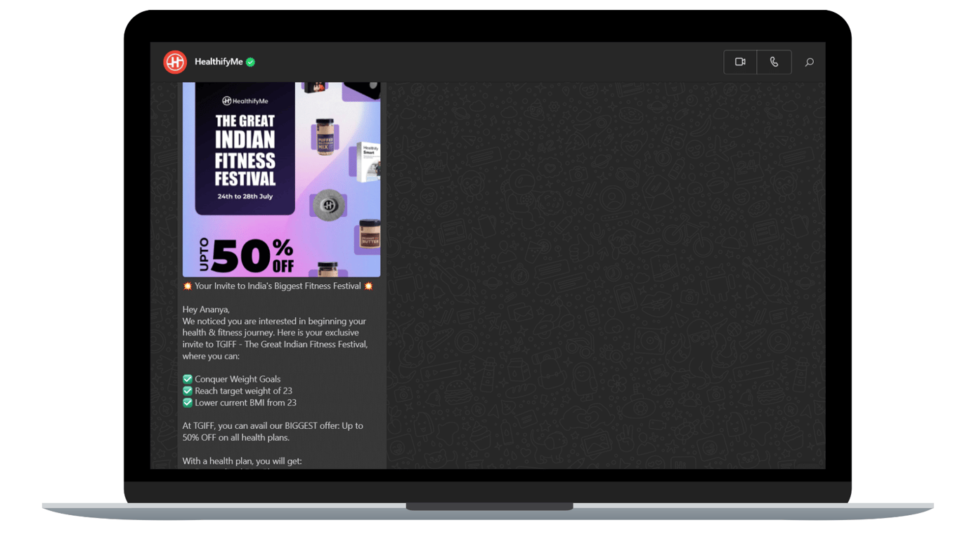 Re-engagement messages from HealthifyMe.