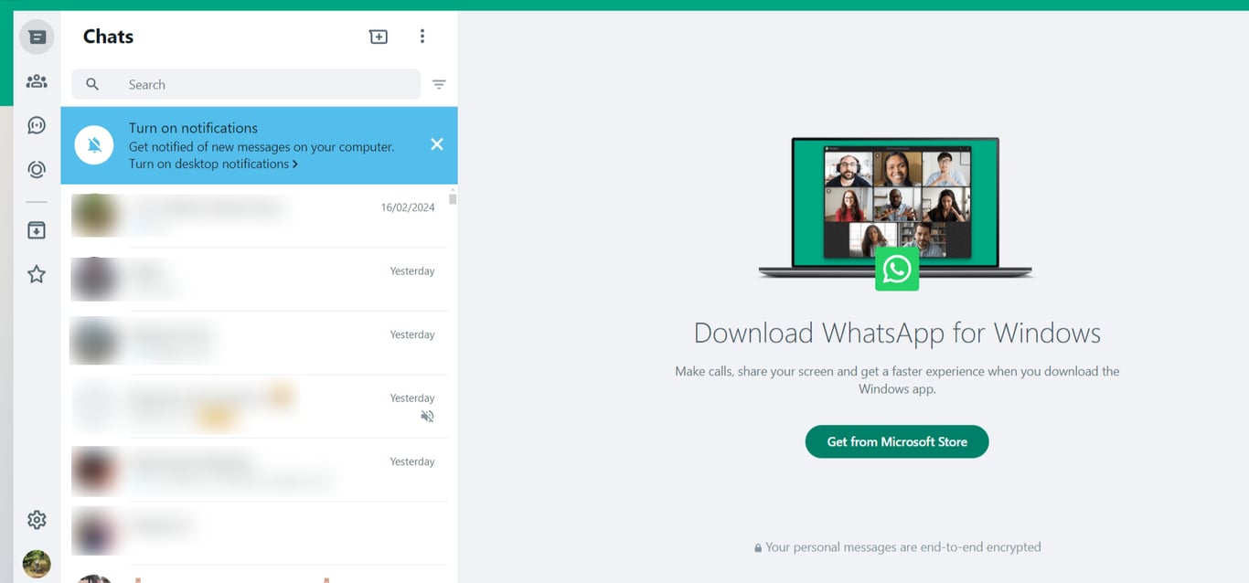 WhatsApp Business for browser.