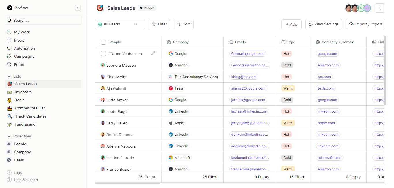 Zixflow’s sales CRM platform to manage your prospects.
