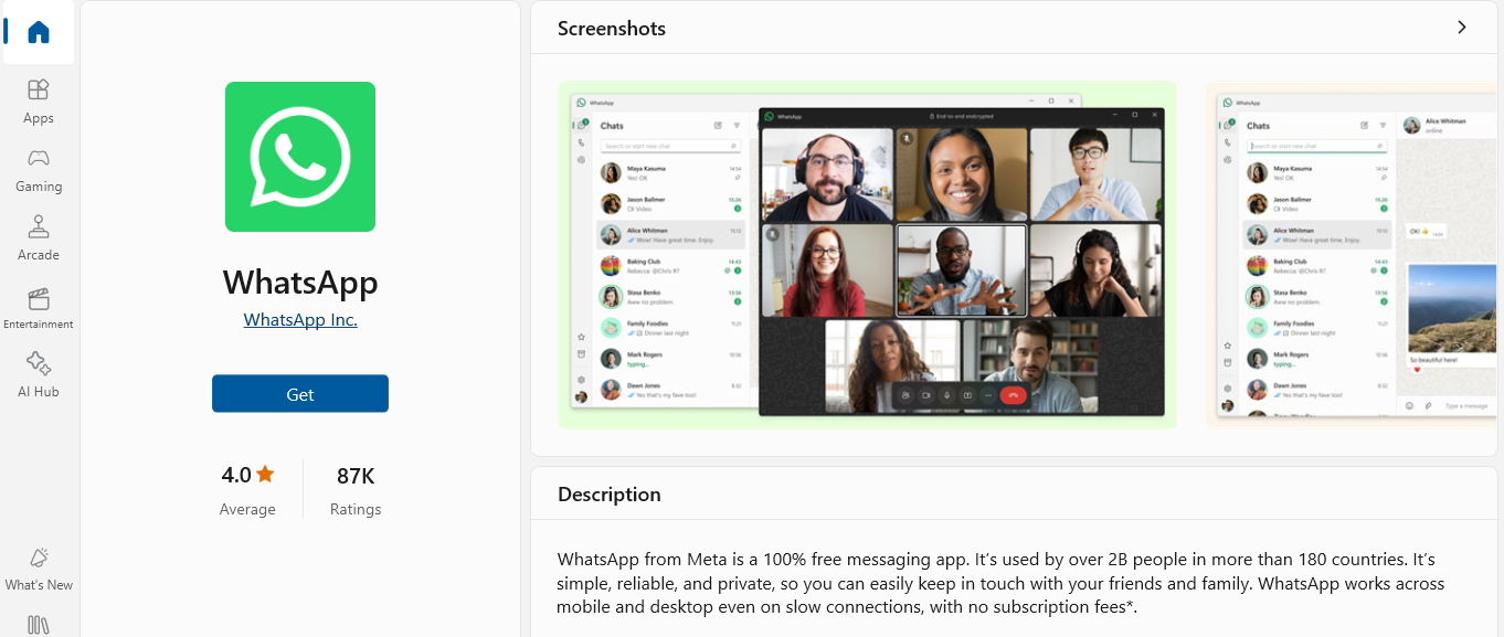 Install the WhatsApp app.
