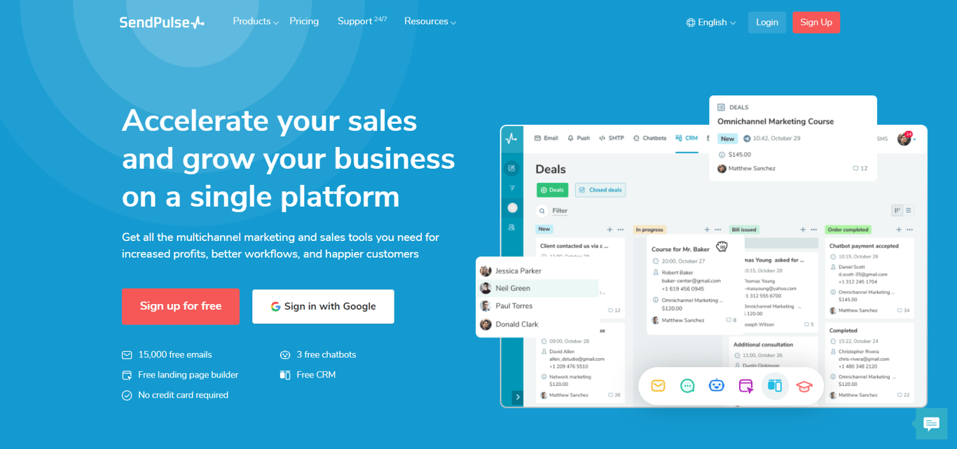 SendPulse which is one of the best Brevo alternatives helps you accelerate revenue growth through email & SMS marketing automation