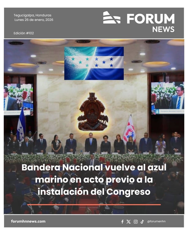 Bandera Nacional vuelve al azul marino en acto previo a la instalación del Congreso