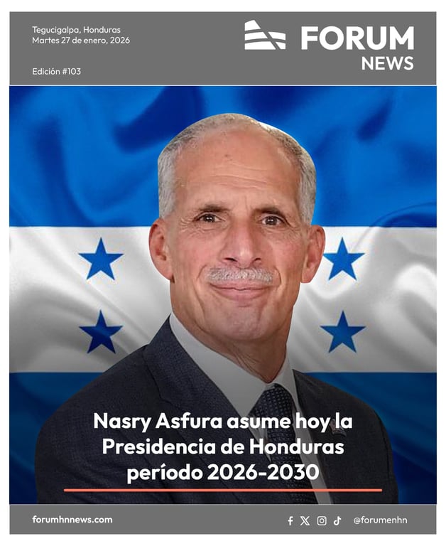 Nasry Asfura asume hoy la Presidencia de Honduras período 2026-2030