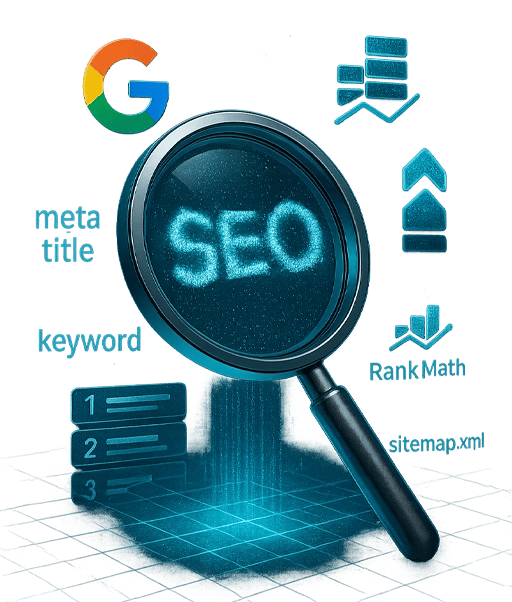 SEO by brocoded sm SEO blue icons | broCoded