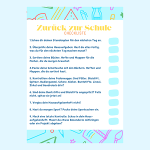 Back To School | Checklist (German)